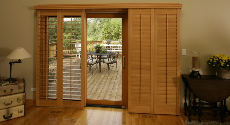 St. George wood shutter sliding door